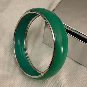 Green and Silver Bangle Bracelet